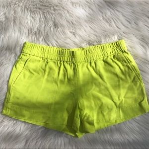 J Crew Lime Green yellow elastic waist shorts